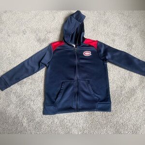 NHL Kids Navy Hoodie with Red Shoulder Accents